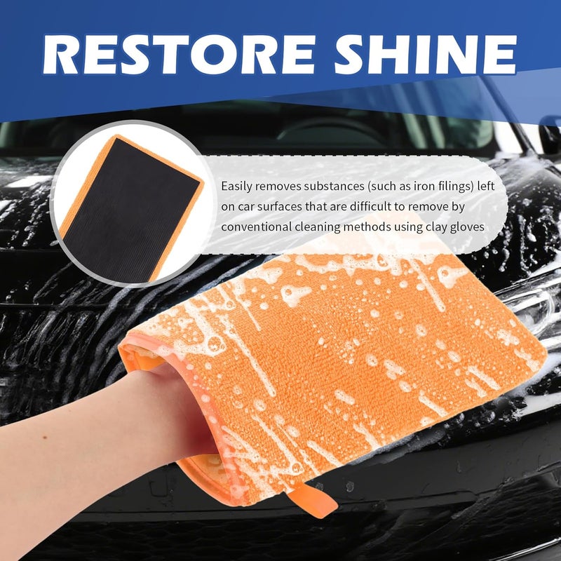 Figpade 2PCS Car Clay Mitt Auto Detailing,Soft Clay Bar Mitt for Cleaning Car Surfaces,Anti-Scratch Clays Mitts for Cars Detailings to Replace Traditional Clays Bar Cars Accessories (Orange/2PCS) - Image 3